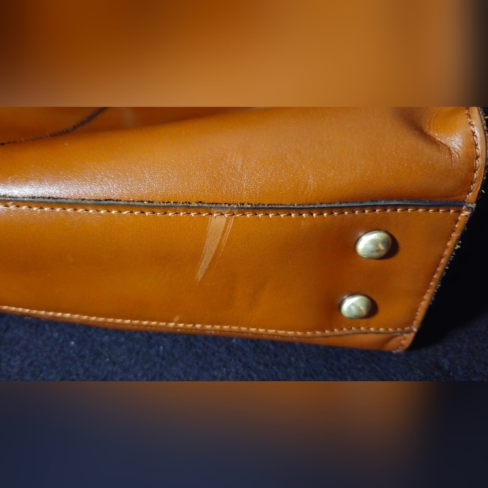 Patricia Nash Reinzo Cognac Brown Leather Satchel with Gold Hardware - Picture 11 of 12